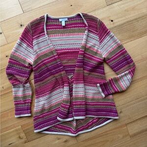 Charter Club woman’s size M Medium multi-color cardigan sweater in creams & pink